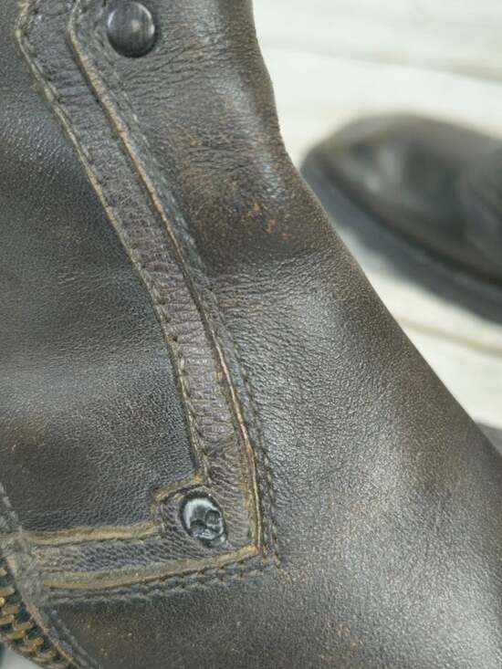 Mark Nason U Rock Leather Cross Side-Zip Ankle Boots Mens Size 8.5 Black Gray